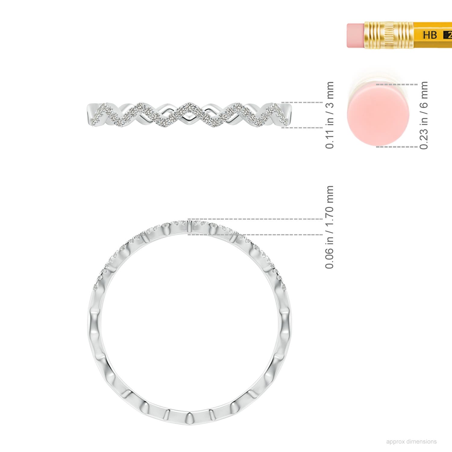 Angara Natural Classic Round Diamond Zig Zag Ring in 14K Solid Gold (0.8MM) - Picture 16 of 40