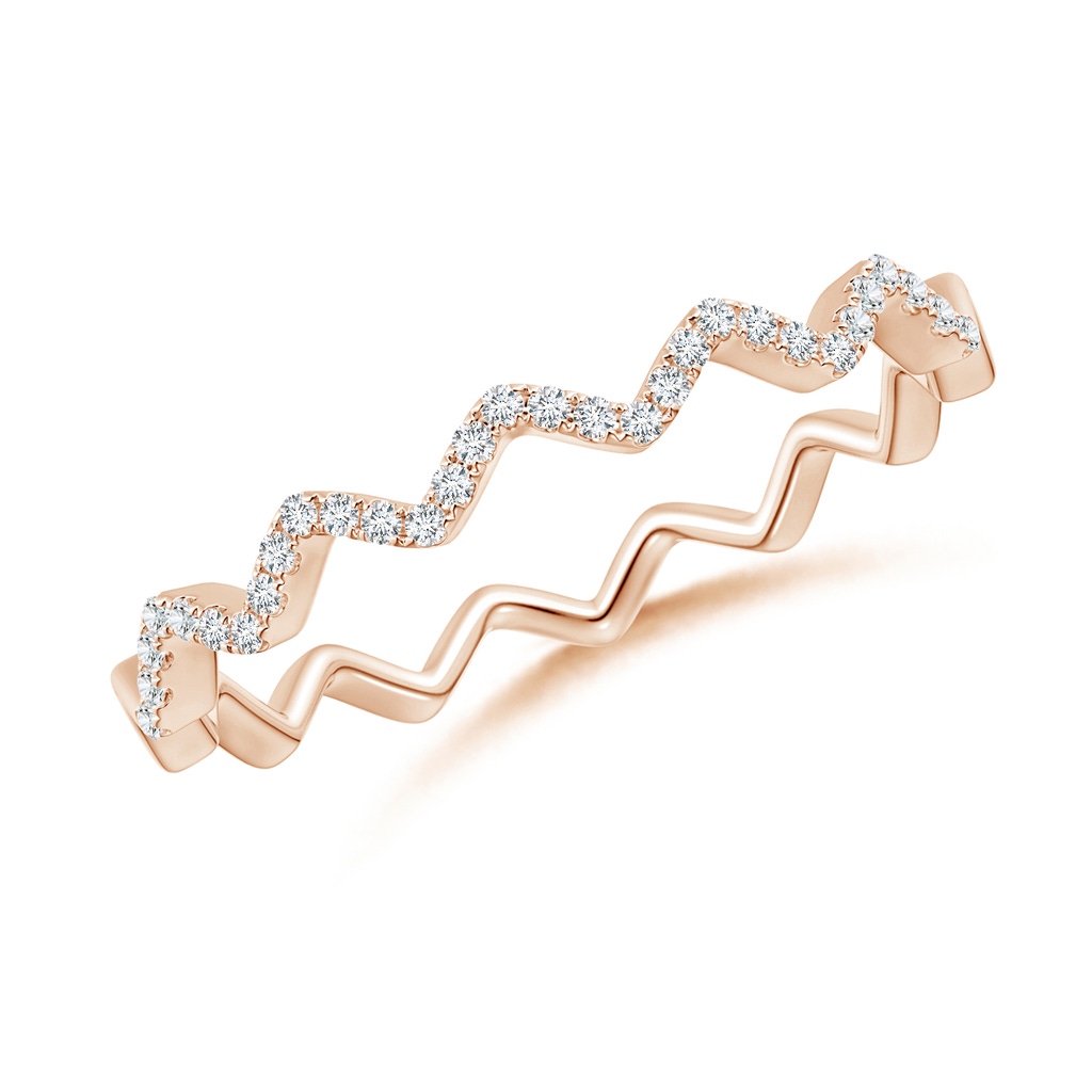 1.2mm GVS2 Classic Round Diamond Zig Zag Ring in 18K Rose Gold