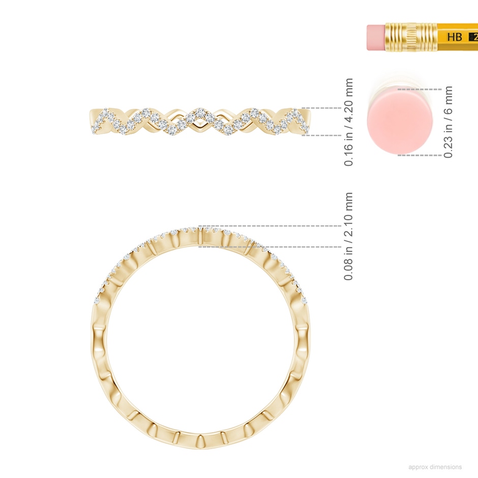 1.2mm GVS2 Classic Round Diamond Zig Zag Ring in Yellow Gold ruler