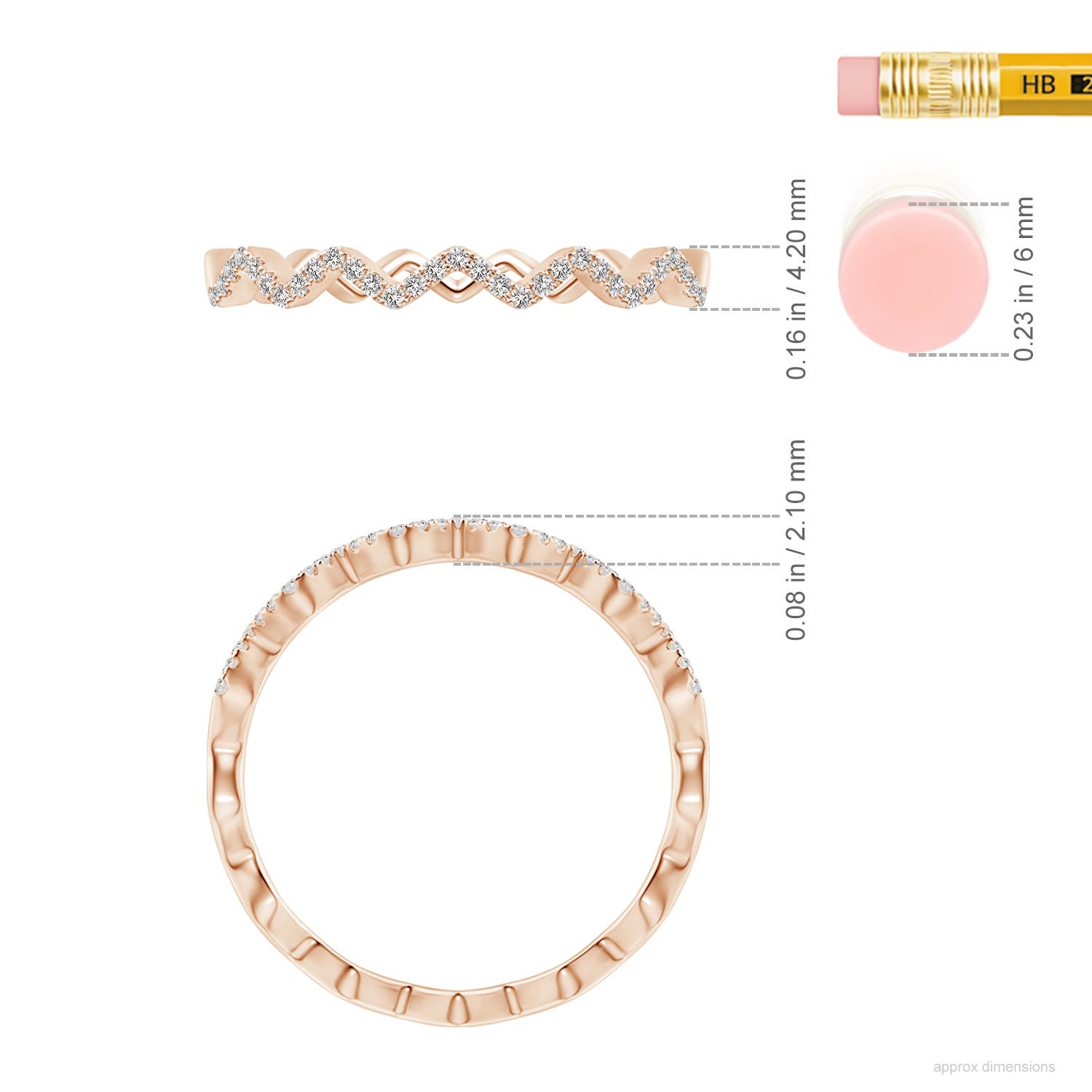 Angara Natural Classic Round Diamond Zig Zag Ring in 14K Solid Gold (1.2MM) - Bild 36 von 40