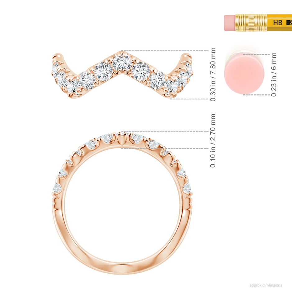 2.7mm GVS2 Classic Round Diamond Zig Zag Ring in Rose Gold ruler