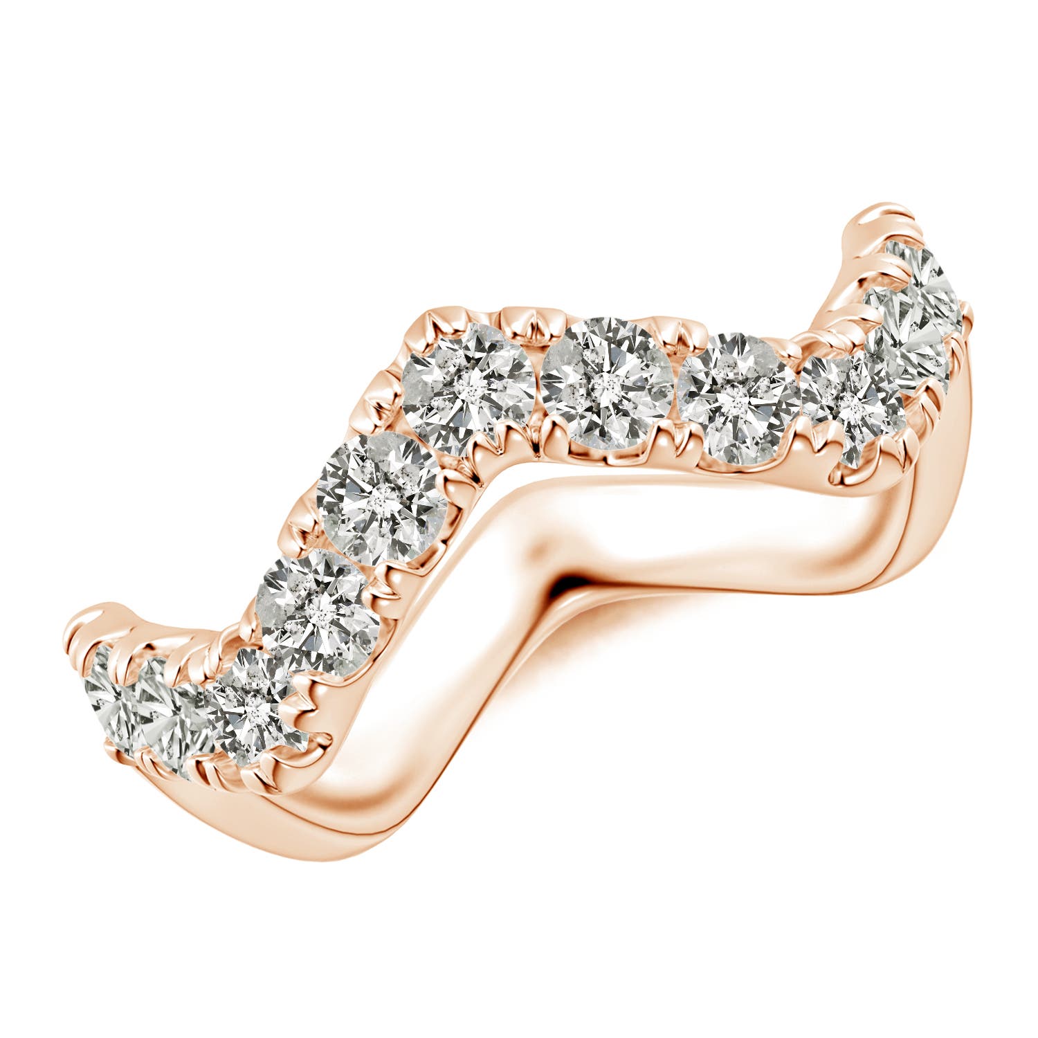 2.9mm KI3 Classic Round Diamond Zig Zag Ring in Rose Gold