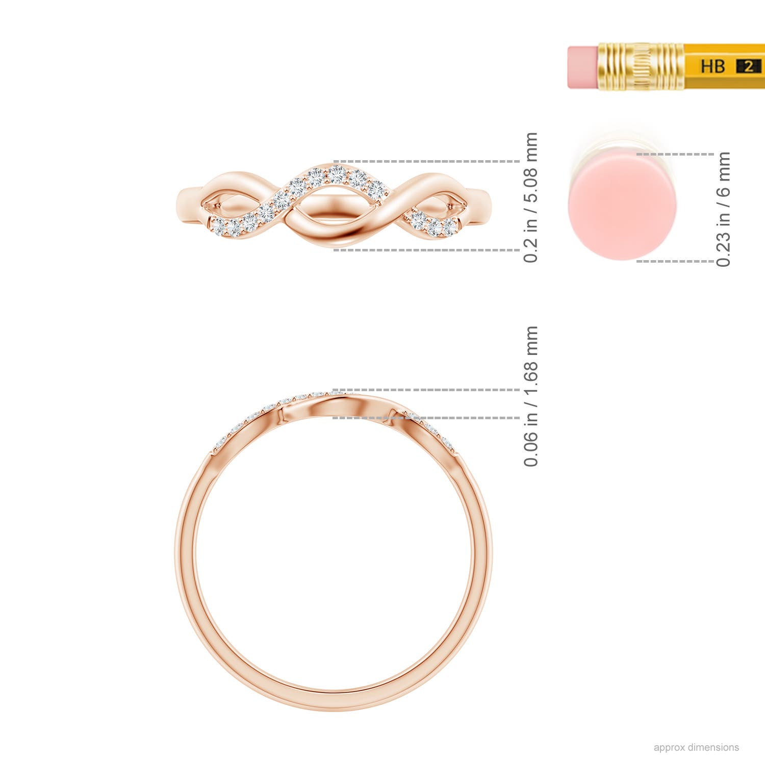 ANGARA 0.08ctw Natural Diamond Criss-Cross Infinity Ring in 14K Gold (GVS2) - Picture 8 of 31