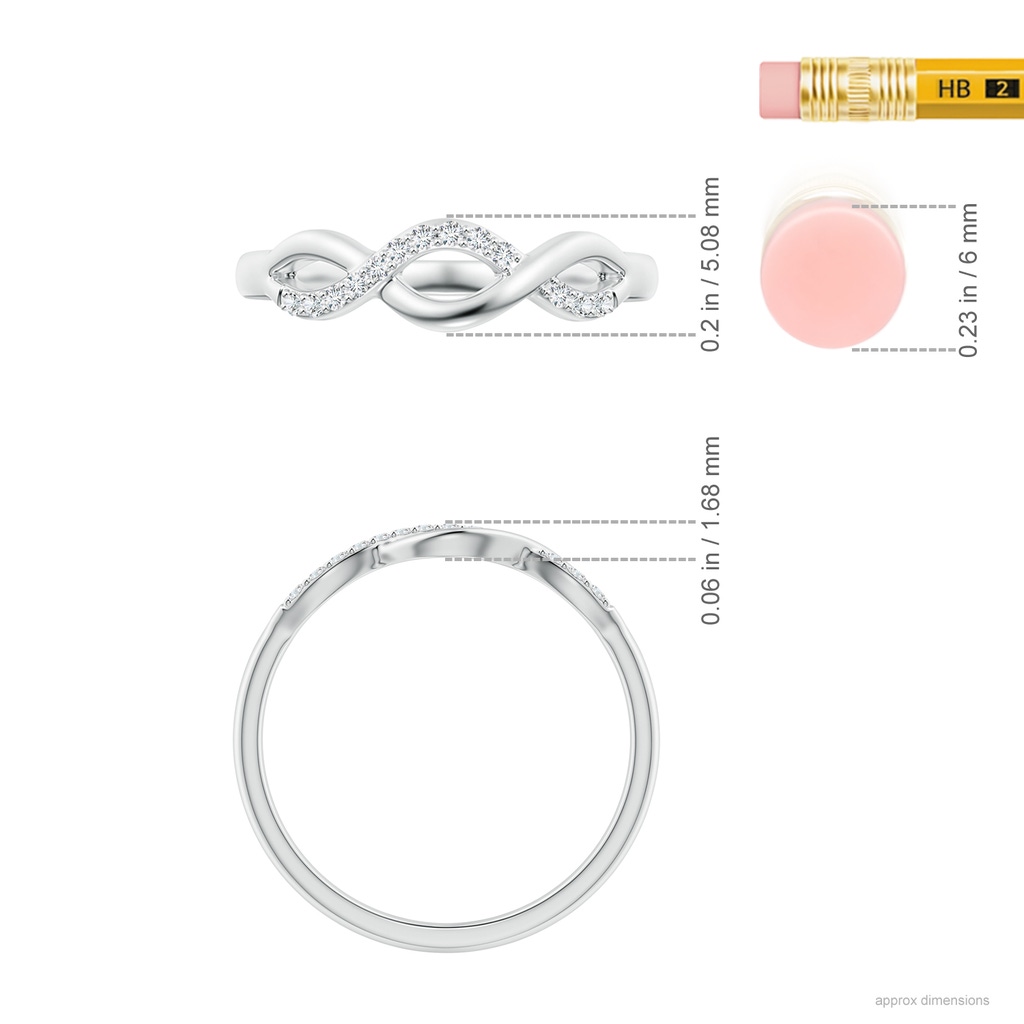 1.1mm GVS2 Single Sided Diamond Criss-Cross Infinity Ring in S999 Silver Ruler