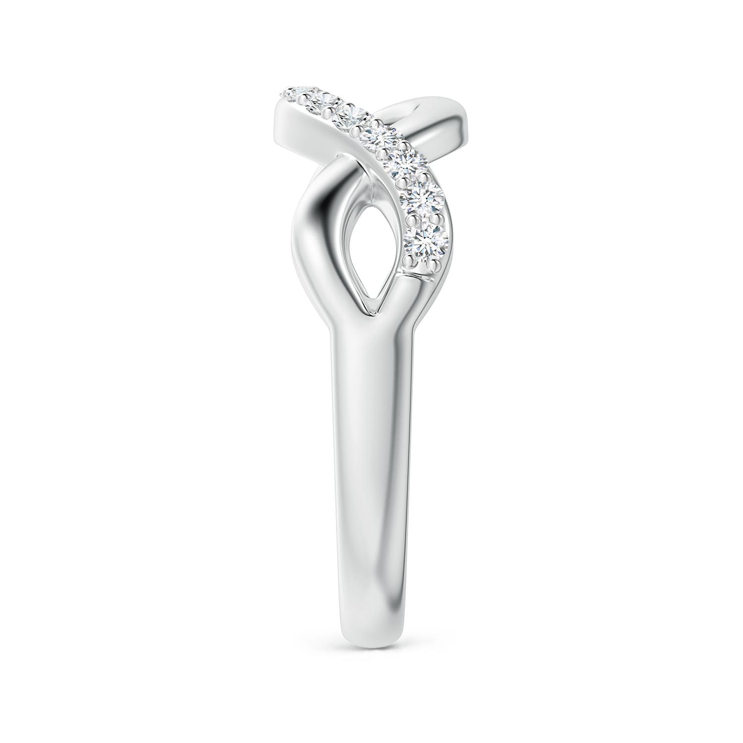 Single Sided Diamond Criss-Cross Infinity Ring in 18K White Single Sided Diamond Criss-Cross Infinity Ring in 18K White