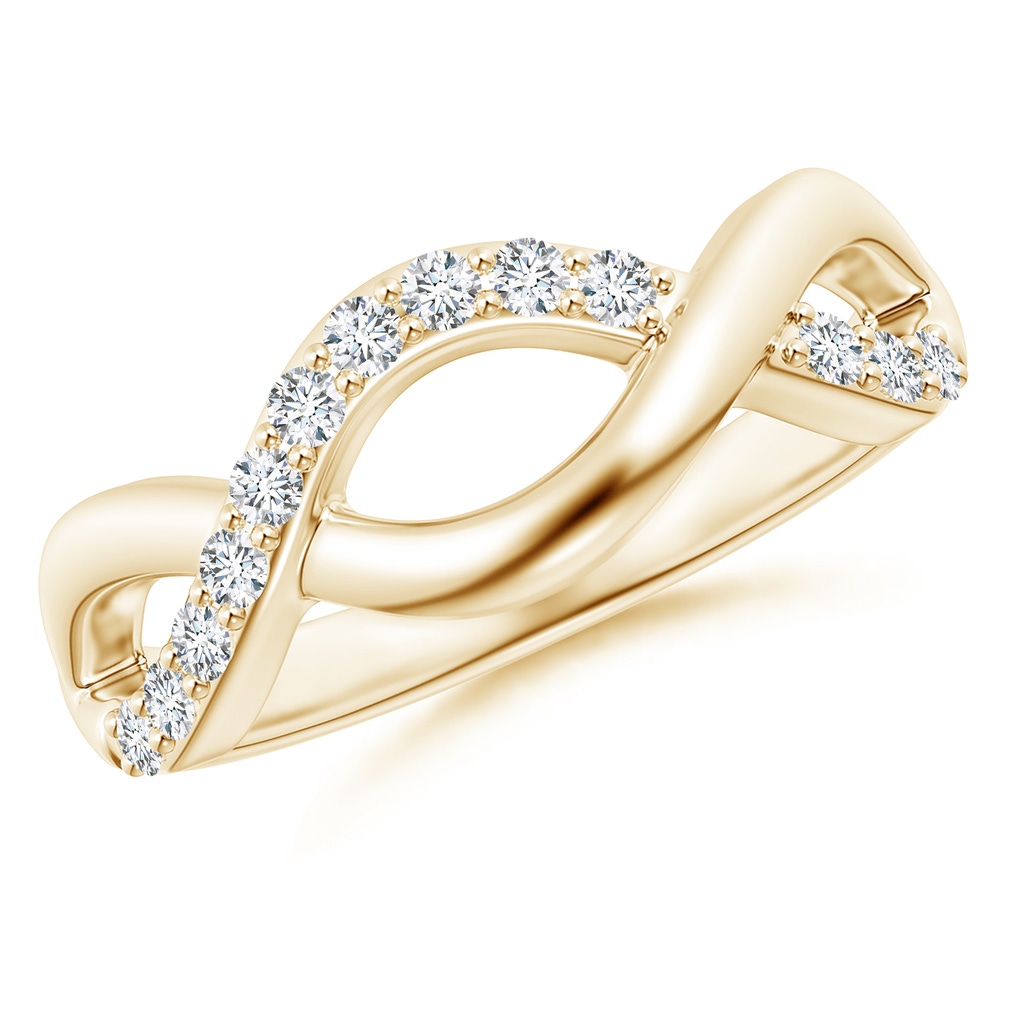 1.65mm GVS2 Single Sided Diamond Criss-Cross Infinity Ring in Yellow Gold
