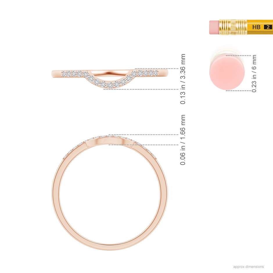1mm HSI2 Diamond Comfort Fit Wedding Band in Rose Gold ruler