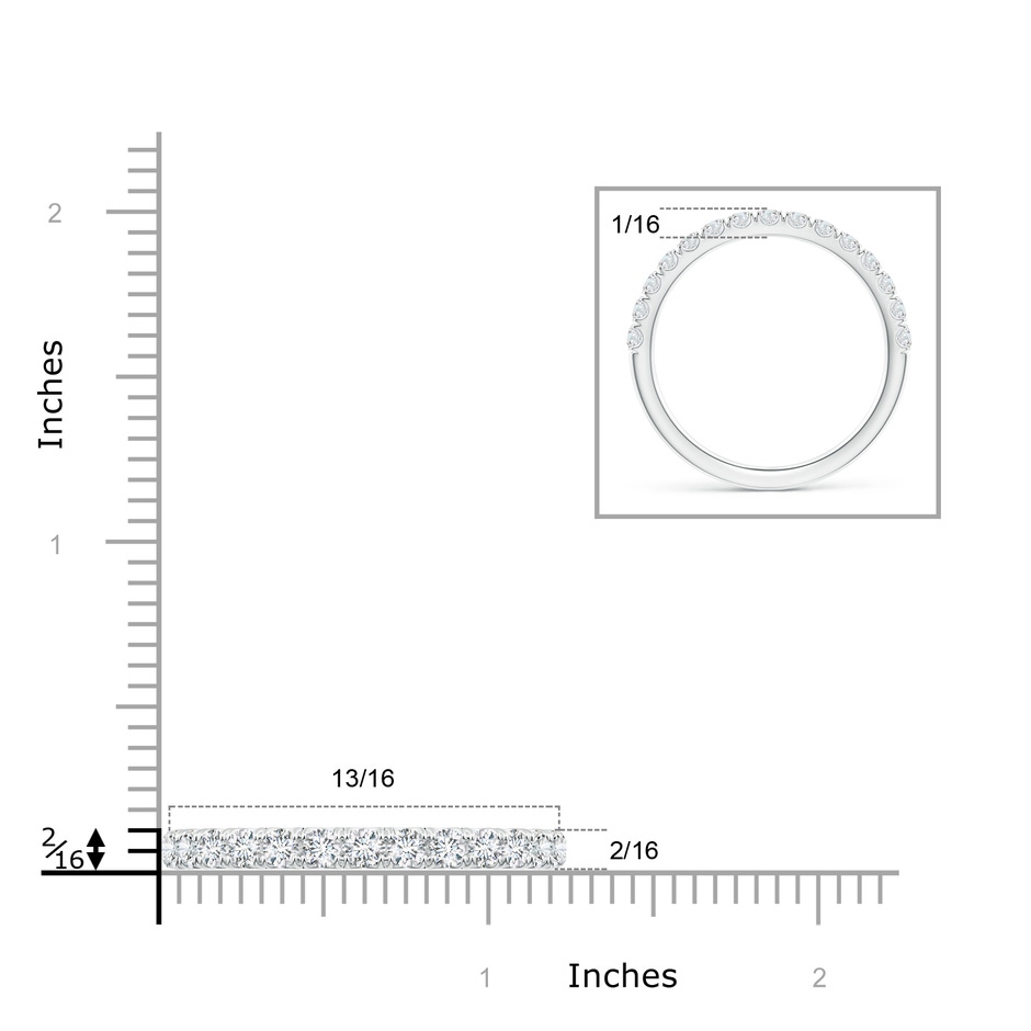 1.9mm GVS2 U-Pavé Set Diamond Half Eternity Wedding Band in 10K White Gold ruler