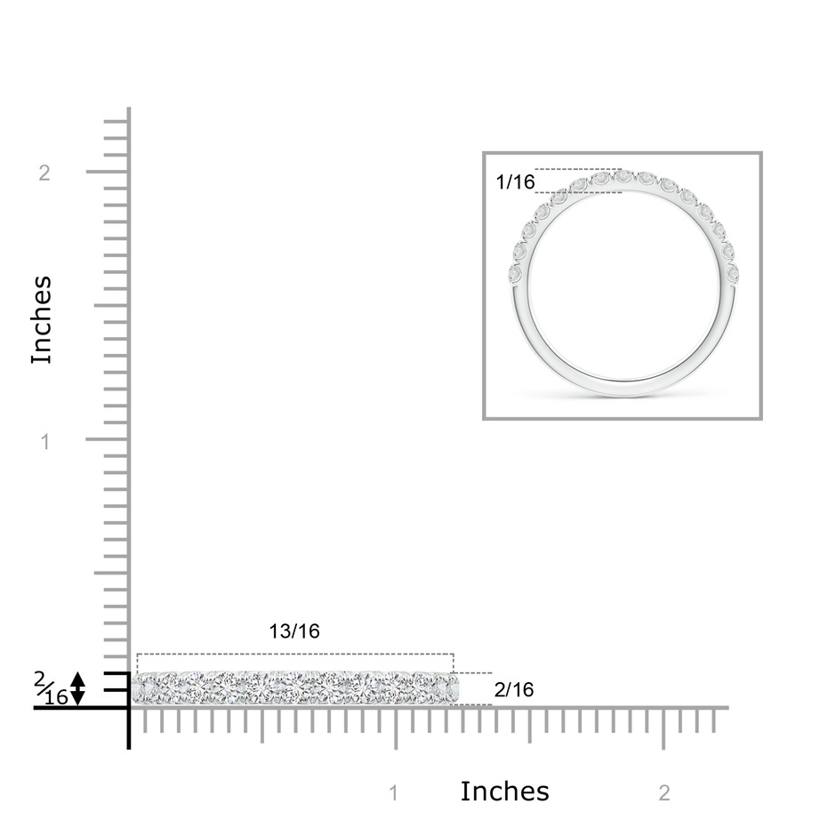 1.9mm HSI2 U-Pavé Set Diamond Half Eternity Wedding Band in P950 Platinum ruler