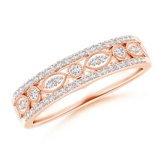 1.3mm GVS2 Triple-Layered Diamond Marquise and Dot Wedding Band in Rose Gold