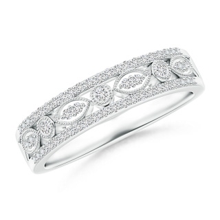 1.3mm HSI2 Triple-Layered Diamond Marquise and Dot Wedding Band in White Gold