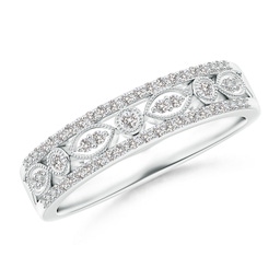 1.3mm IJI1I2 Triple-Layered Diamond Marquise and Dot Wedding Band in 10K White Gold