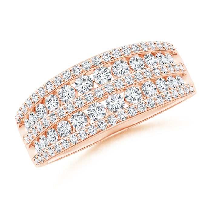 2.1mm GVS2 Cascading Diamond Multi-Row Anniversary Band in Rose Gold 