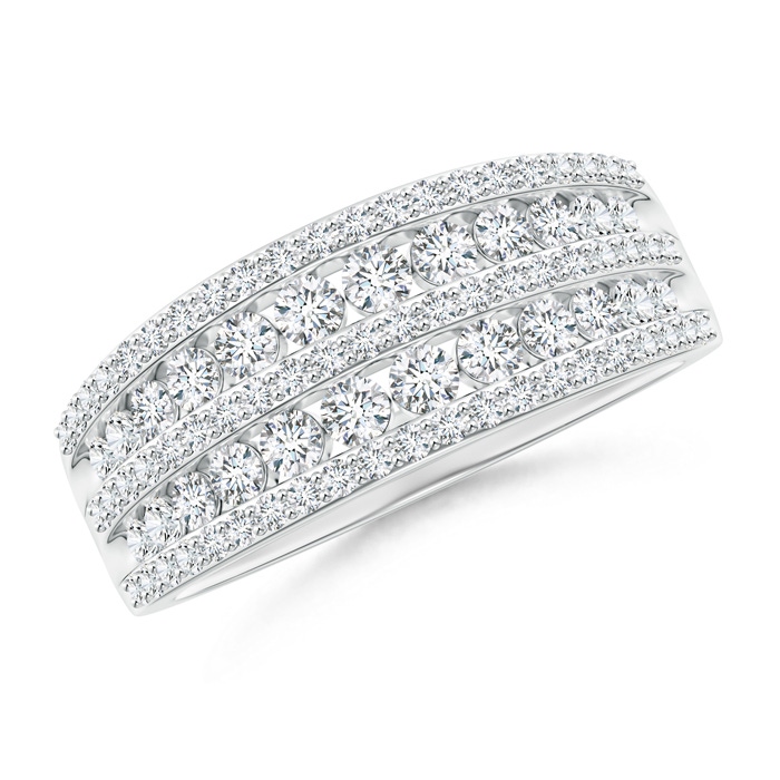 2.1mm GVS2 Cascading Diamond Multi-Row Anniversary Band in White Gold 
