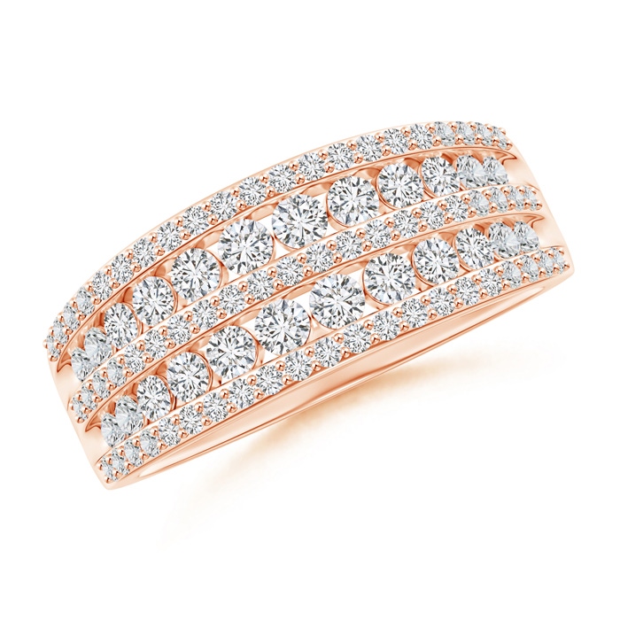 2.1mm HSI2 Cascading Diamond Multi-Row Anniversary Band in Rose Gold