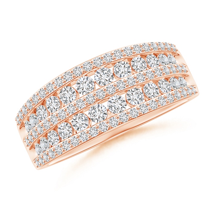 2.1mm HSI2 Cascading Diamond Multi-Row Anniversary Band in Rose Gold 