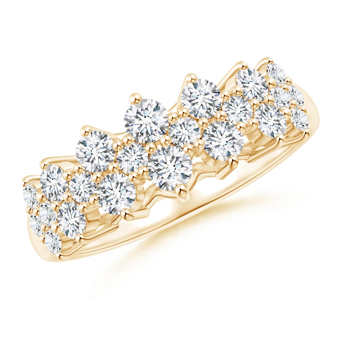 2.8mm GVS2 Round Cluster Diamond Garland Wedding Band in Yellow Gold 