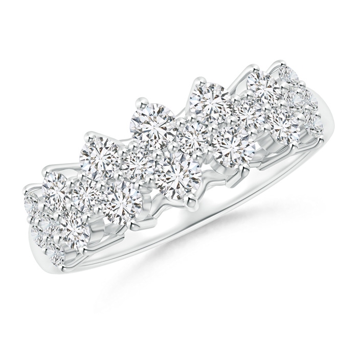 2.8mm HSI2 Round Cluster Diamond Garland Wedding Band in White Gold 