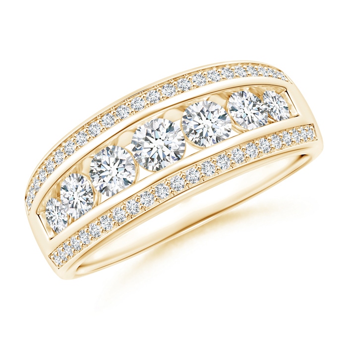 3.5mm GVS2 Cascading Diamond Triple-Row Anniversary Band in Yellow Gold 