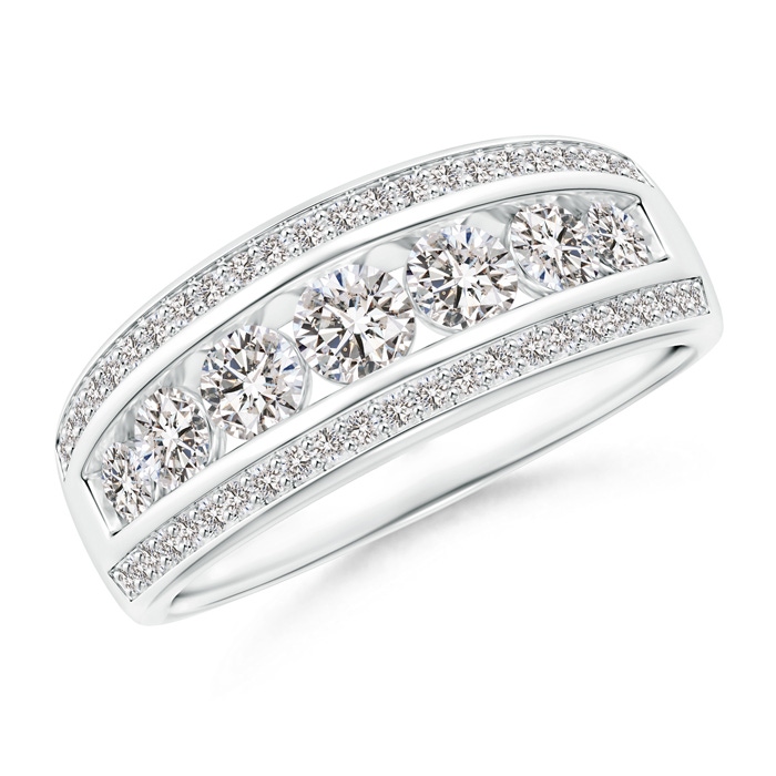 3.5mm IJI1I2 Cascading Diamond Triple-Row Anniversary Band in White Gold 