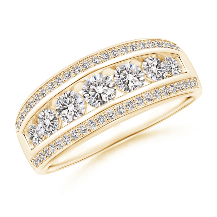 3.5mm IJI1I2 Cascading Diamond Triple-Row Anniversary Band in Yellow Gold 