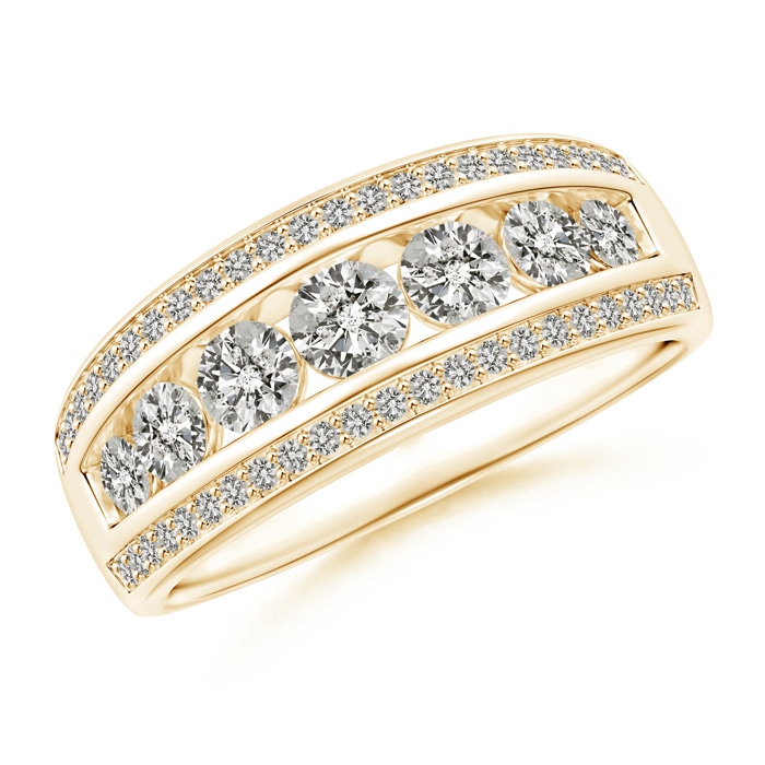 3.5mm KI3 Cascading Diamond Triple-Row Anniversary Band in Yellow Gold 