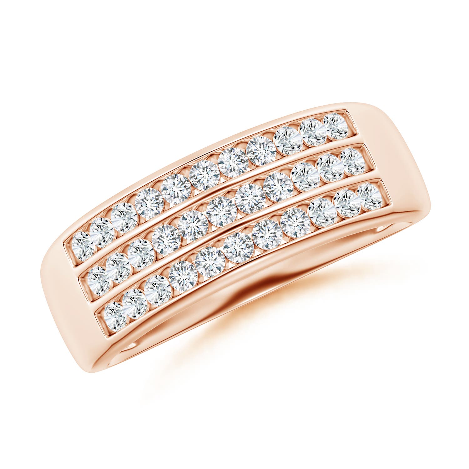 1.55mm GVS2 Channel-Set Diamond Triple Row Anniversary Band in Rose Gold