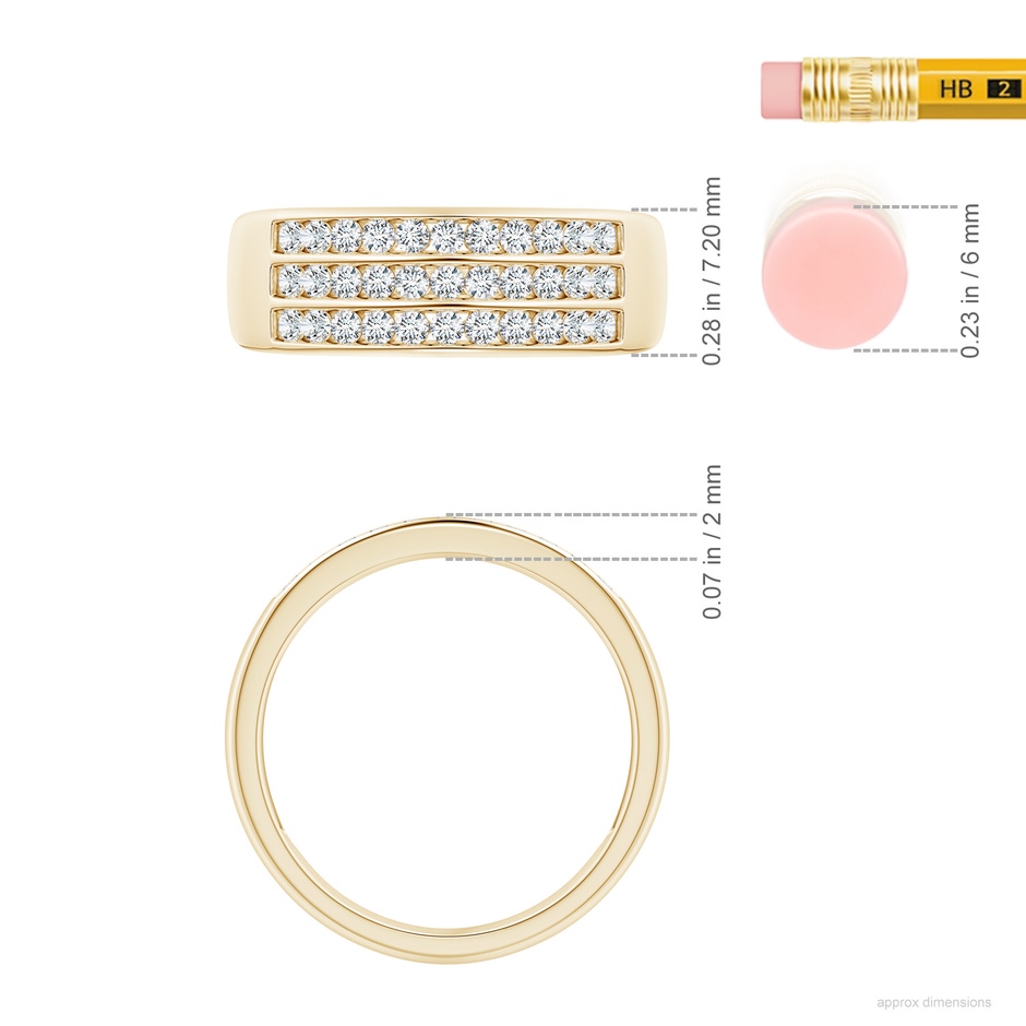 1.55mm GVS2 Channel-Set Diamond Triple Row Anniversary Band in Yellow Gold ruler