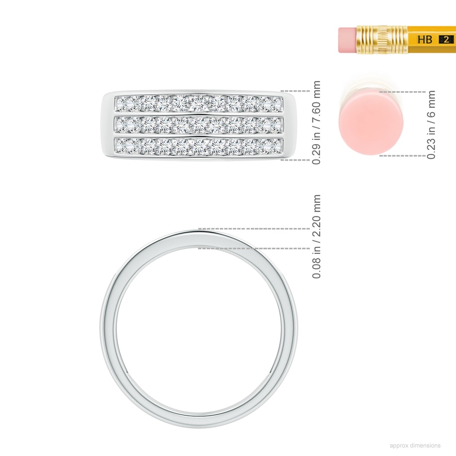 1.75mm GVS2 Channel-Set Diamond Triple Row Anniversary Band in P950 Platinum ruler