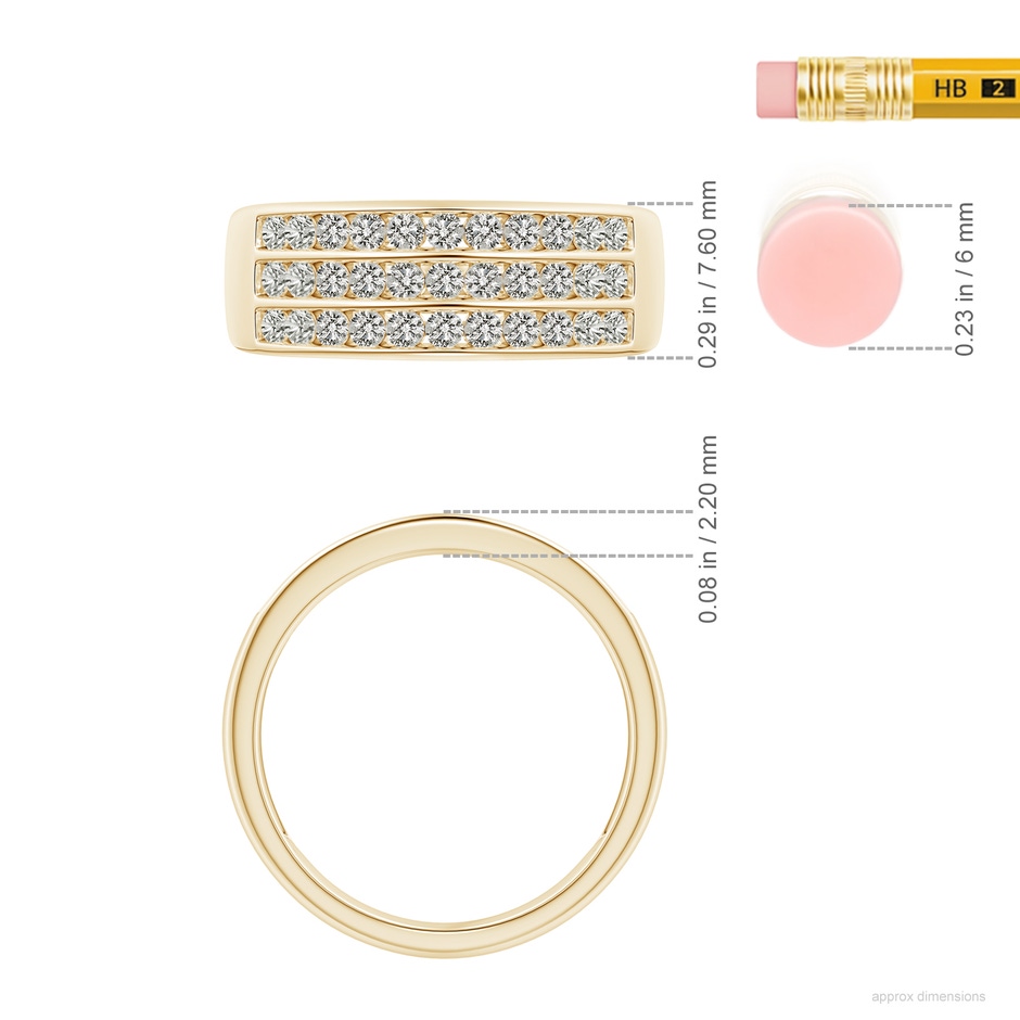 1.75mm KI3 Channel-Set Diamond Triple Row Anniversary Band in Yellow Gold ruler