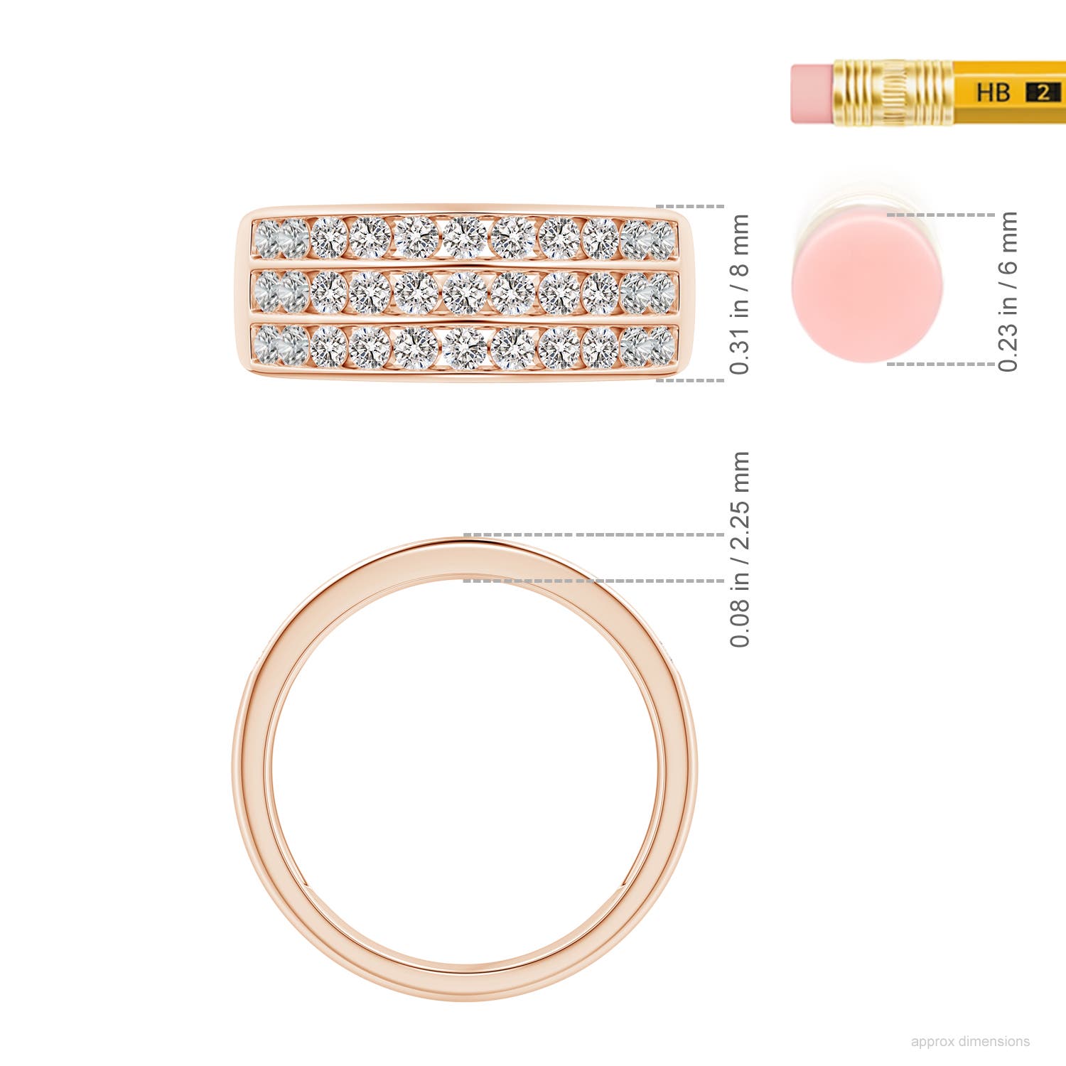 I-J, I1-I2 / 0.96 CT / 14 KT Rose Gold