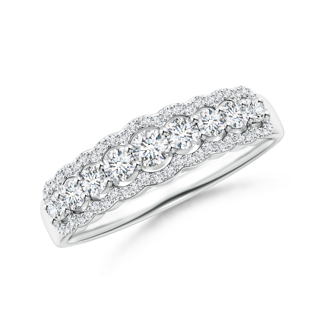 2.6mm GVS2 Scalloped-Edge Diamond Nine Stone Anniversary Band in P950 Platinum