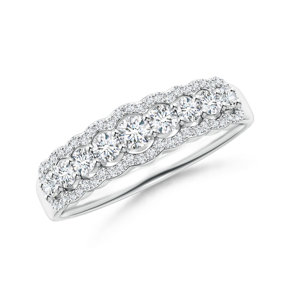 2.6mm GVS2 Scalloped-Edge Diamond Nine Stone Anniversary Band in White Gold 