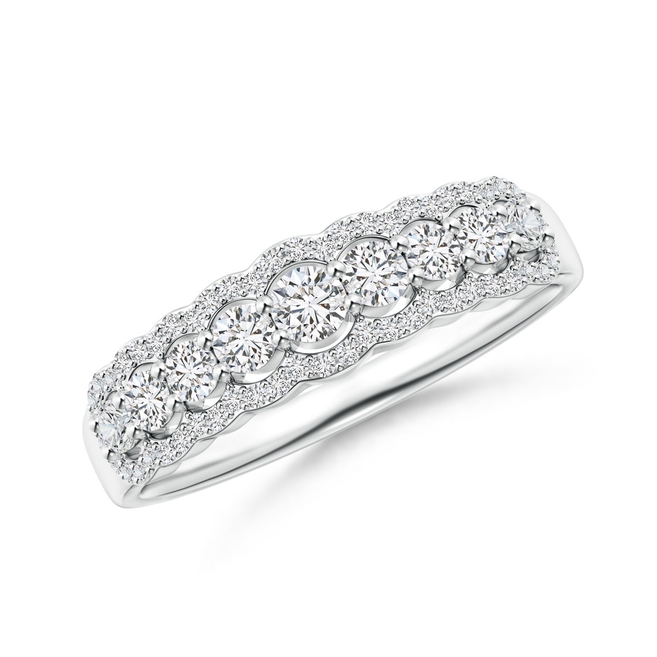 2.6mm HSI2 Scalloped-Edge Diamond Nine Stone Anniversary Band in 10K White Gold 