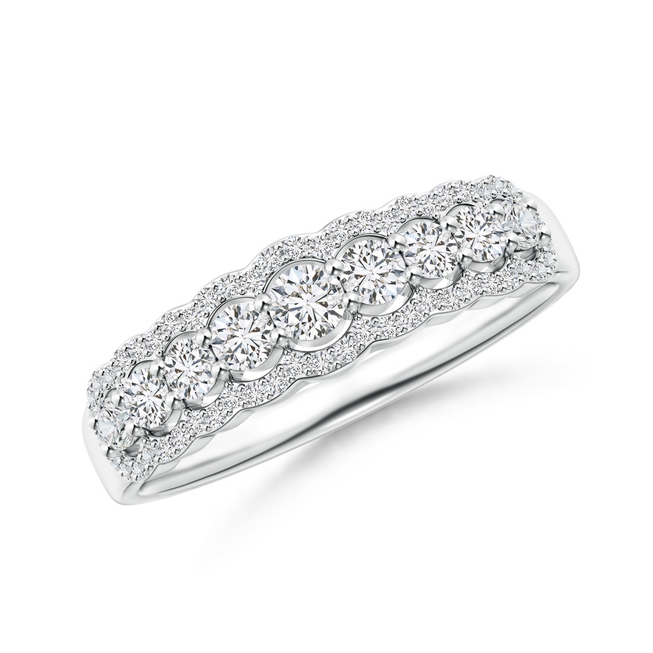 2.6mm HSI2 Scalloped-Edge Diamond Nine Stone Anniversary Band in White Gold 