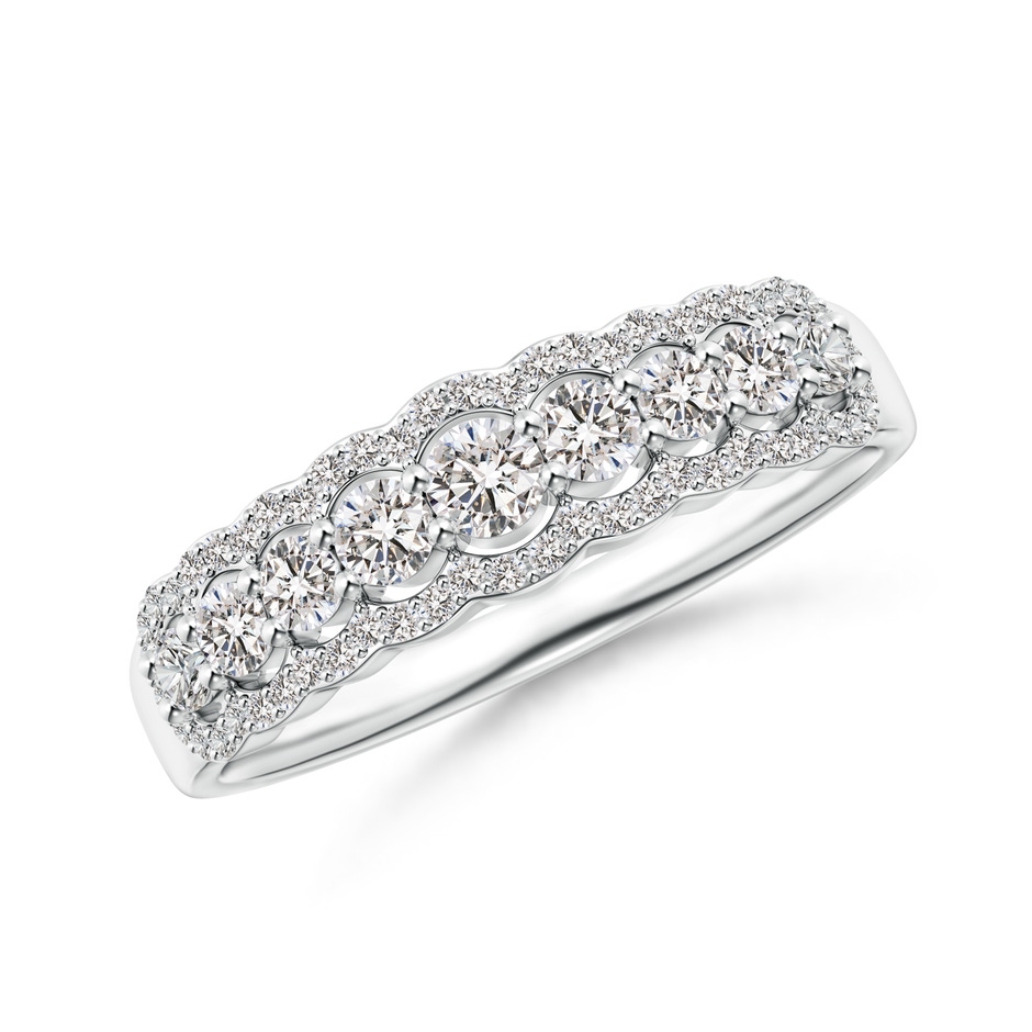 2.6mm IJI1I2 Scalloped-Edge Diamond Nine Stone Anniversary Band in White Gold 