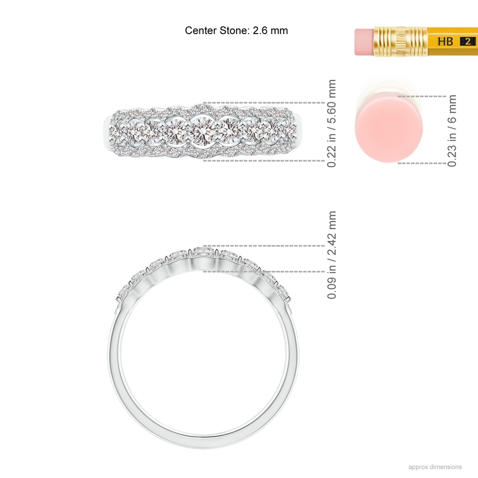 2.6mm IJI1I2 Scalloped-Edge Diamond Nine Stone Anniversary Band in White Gold ruler