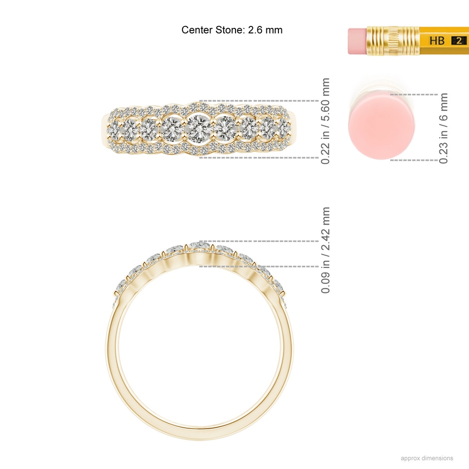 2.6mm KI3 Scalloped-Edge Diamond Nine Stone Anniversary Band in 10K Yellow Gold ruler