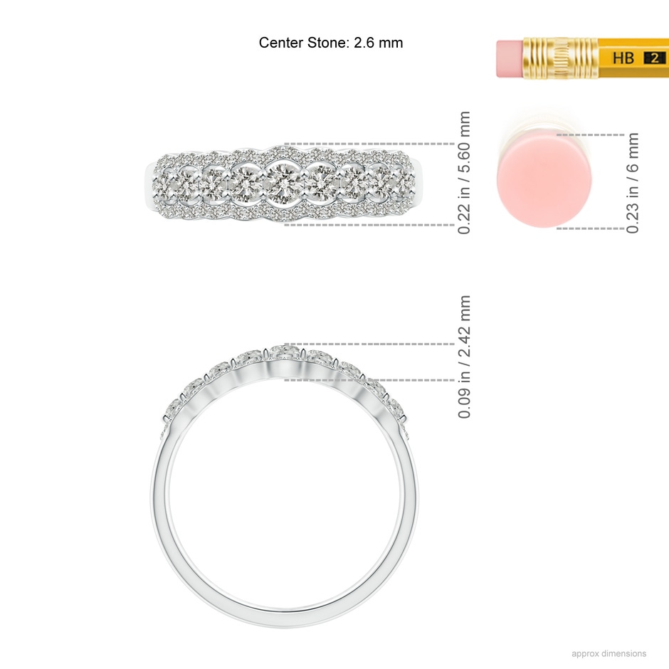 2.6mm KI3 Scalloped-Edge Diamond Nine Stone Anniversary Band in White Gold ruler