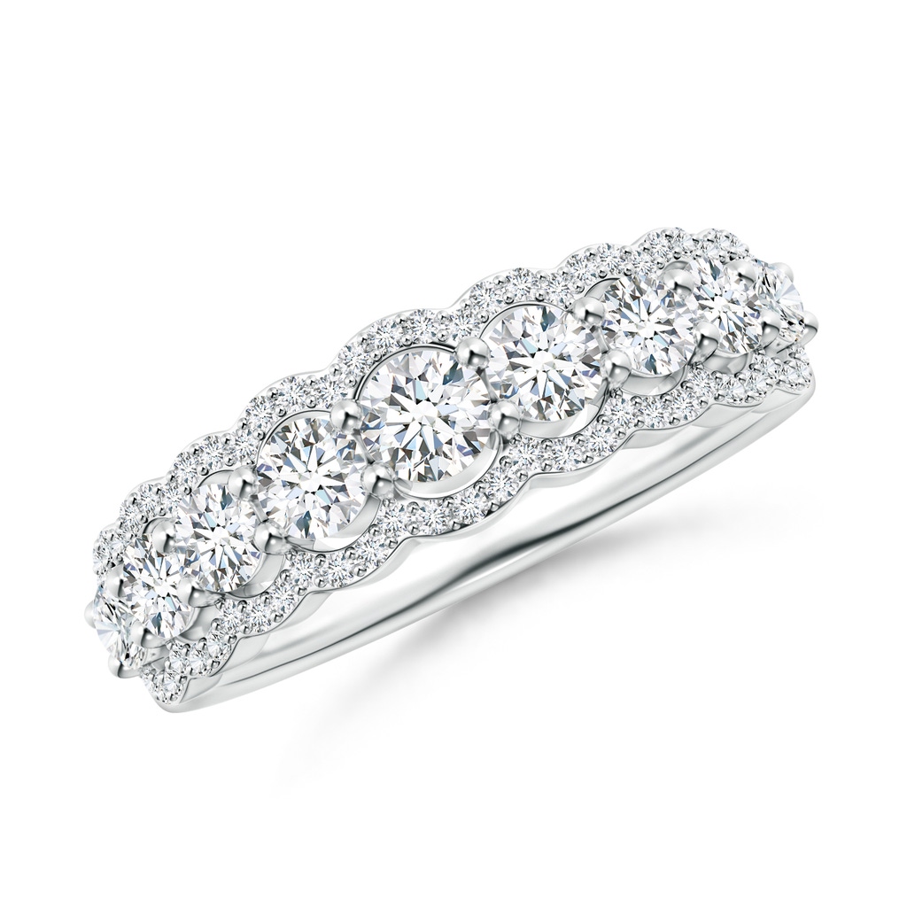 3.3mm GVS2 Scalloped-Edge Diamond Nine Stone Anniversary Band in P950 Platinum