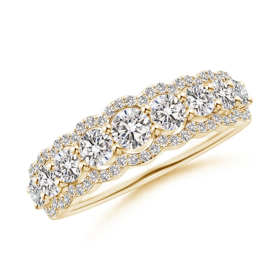 3.3mm IJI1I2 Scalloped-Edge Diamond Nine Stone Anniversary Band in Yellow Gold 