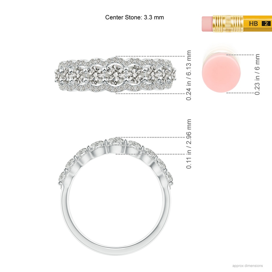 3.3mm KI3 Scalloped-Edge Diamond Nine Stone Anniversary Band in P950 Platinum ruler