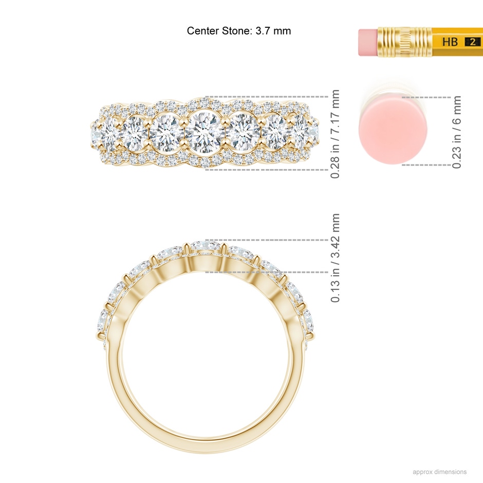 3.7mm GVS2 Scalloped-Edge Diamond Nine Stone Anniversary Band in Yellow Gold ruler