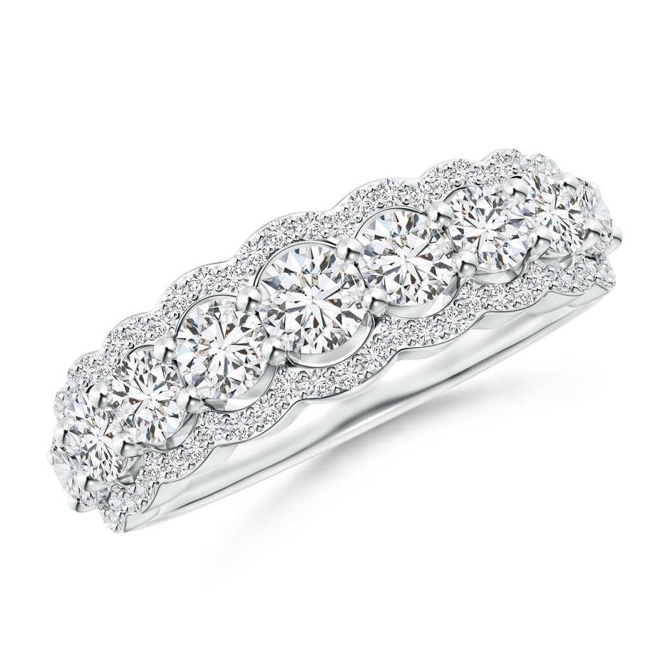 3.7mm HSI2 Scalloped-Edge Diamond Nine Stone Anniversary Band in P950 Platinum 