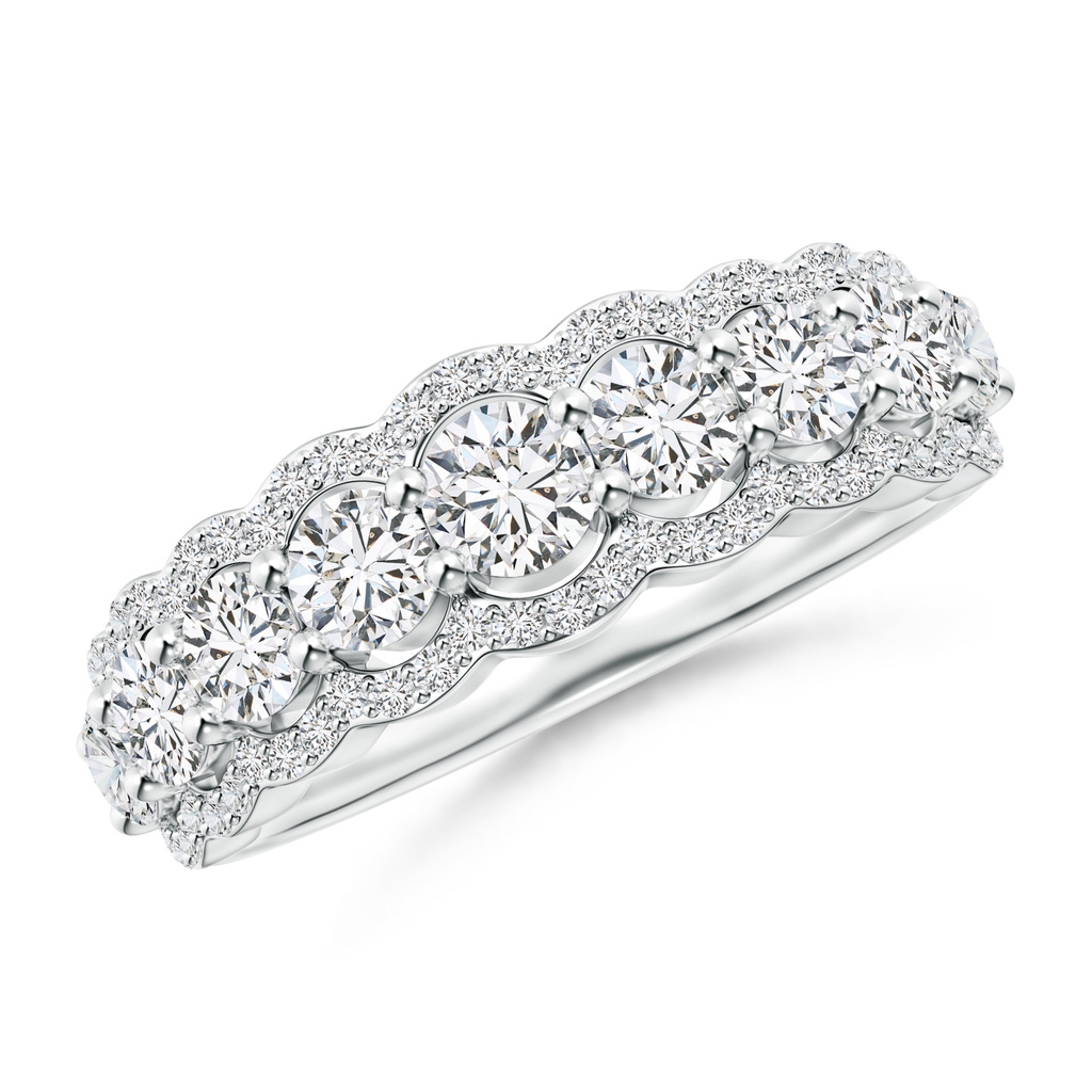 3.7mm HSI2 Scalloped-Edge Diamond Nine Stone Anniversary Band in White Gold