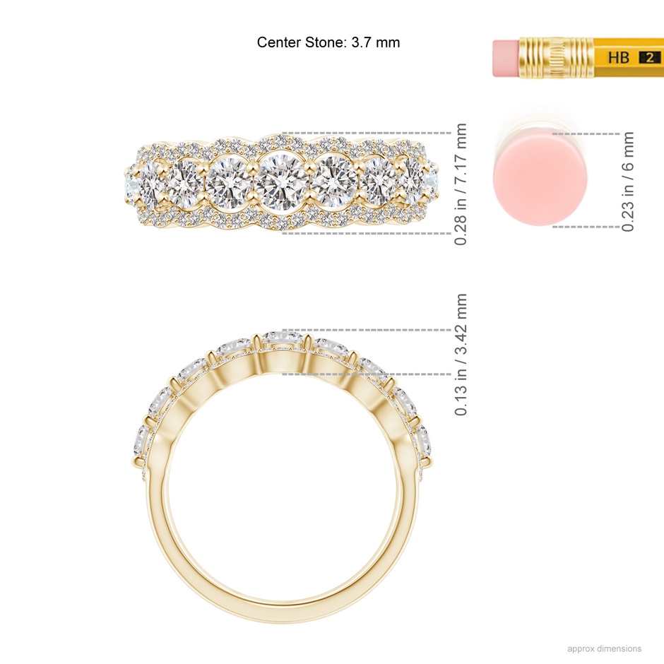 3.7mm IJI1I2 Scalloped-Edge Diamond Nine Stone Anniversary Band in Yellow Gold ruler