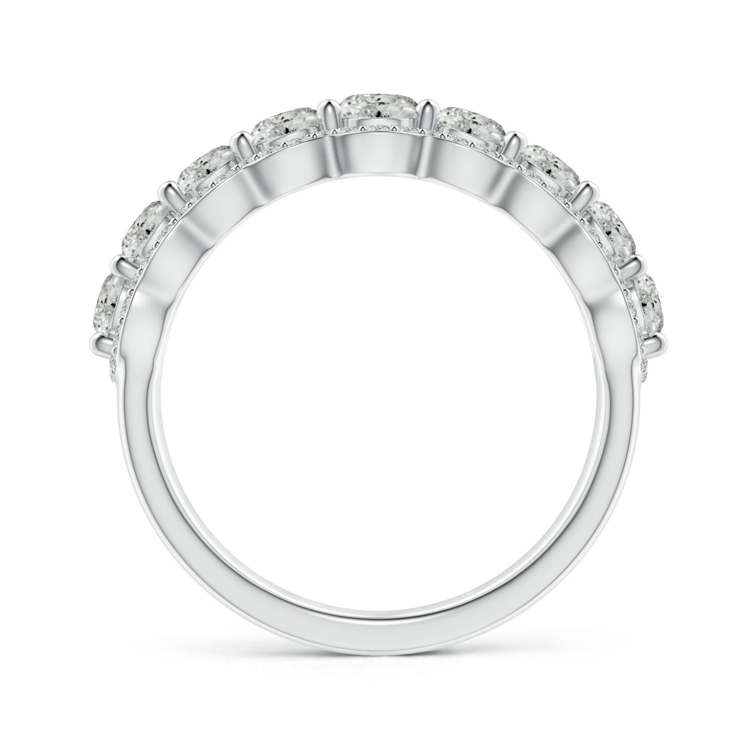 3.7mm KI3 Scalloped-Edge Diamond Nine Stone Anniversary Band in White Gold - side 1