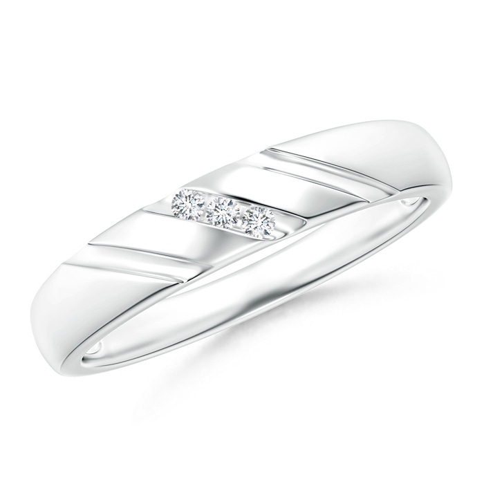 1.45mm GVS2 Triple-Ribbed Channel Set Diamond Women's Wedding Band in White Gold 