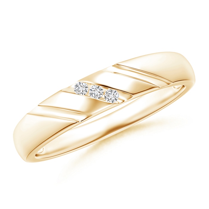 1.45mm HSI2 Triple-Ribbed Channel Set Diamond Women's Wedding Band in Yellow Gold 
