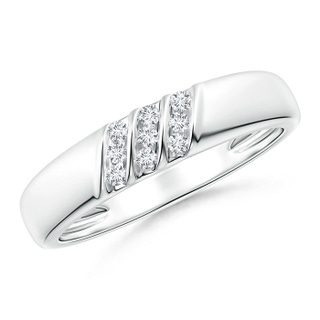 1.4mm GVS2 Triple Grooved Diagonal Diamond Women's Wedding Band in White Gold